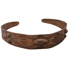 Vintage Navajo Open Cuff Bracelet Solid Copper Native American 5.5"